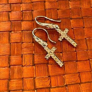 Sterling silver CZ cross earrings